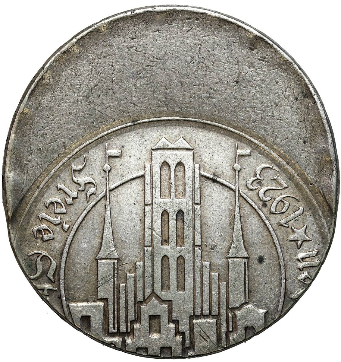 Wolne Miasto Gdańsk/Danzig. 5 Guldenów 1923 Kościół NMP - DESTRUKT MENNICZY